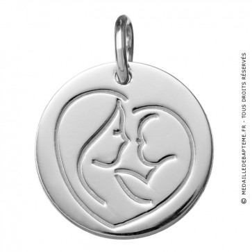 Médaille Coeur de Maman (Or blanc 9K)