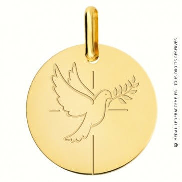 Médaille Colombe au Rameau et croix (Or Jaune 9K)