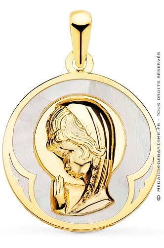 Médaille Vierge en prière Nacre