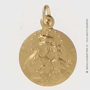 Médaille Vierge et l'Enfant aux Scapulaires (Or Jaune)