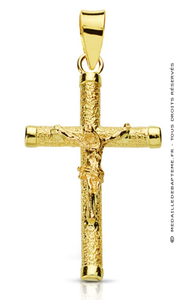 Croix Christ tube diamantée