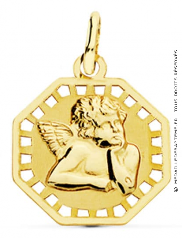 Médaille Ange contour carrelé (Or Jaune 9K)