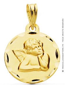 Médaille Ange bords intaillés (Or Jaune 9K)