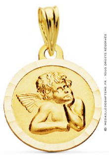 Médaille Ange bords facettés (Or Jaune 9K)