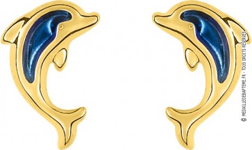 Boucles d'oreilles Dauphin laqué bleu