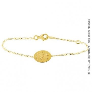 Bracelet médaille Vierge Miraculeuse 18cm (Or Jaune)