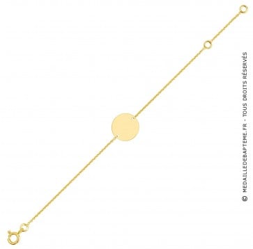 Gourmette bébé plaque ronde (Or jaune 9k)