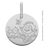 Médaille la Fée Galipette - le garçon et le chat (Or Blanc 9K)