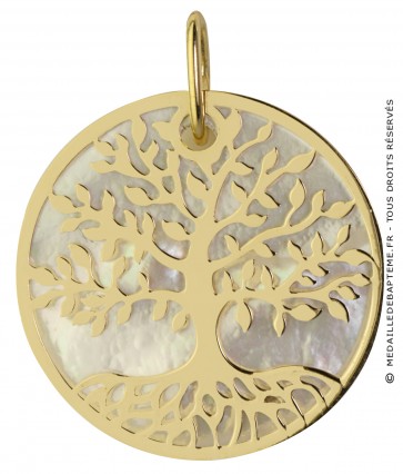 Médaille Arbre de Vie nacrée (Or jaune 9K)