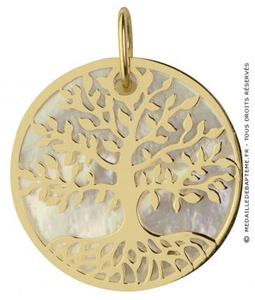 Médaille Arbre de Vie nacrée (Or jaune)