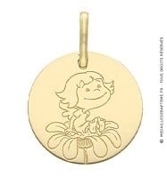 Médaille la Fée Galipette - sur sa fleur or jaune 9K