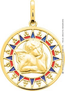 Médaille Ange pensif Soleil laqué