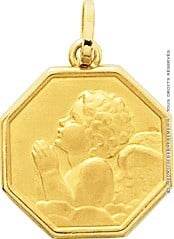 Médaille Ange Priant Octogonale (Or Jaune)