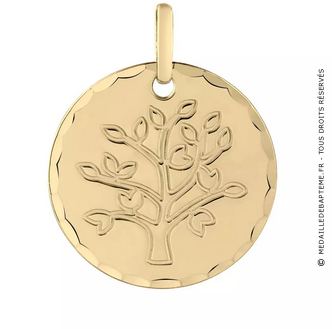 Médaille Arbre de Vie aux bords ciselés (Or jaune)