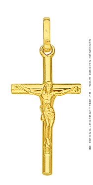 Croix Christ Fil Plat (Or Jaune 9k)