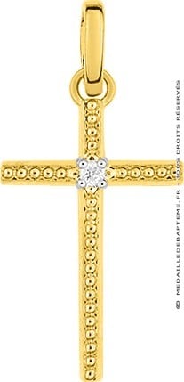 Croix Bicolore Diamant (Or Jaune & Blanc)