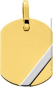 Pendentif Plaque Rectangle Deux Ors (Or jaune et Or blanc)