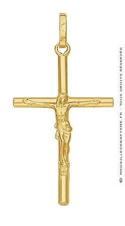 Croix et Christ Fil Rond (Or Jaune)