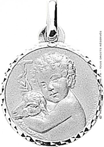 Médaille Agneau de Dieu ciselée (Or blanc)