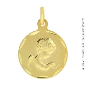 Médaille Ange à l'étoile ciselée (Or Jaune 9k)