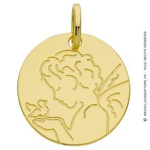 Médaille ange à la colombe (Or Jaune)