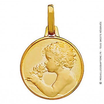 Médaille Ange Chérubin à la rose (Or Jaune)