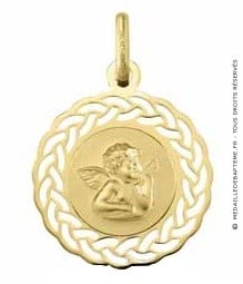 Médaille Ange ajouré tressée (Or Jaune)