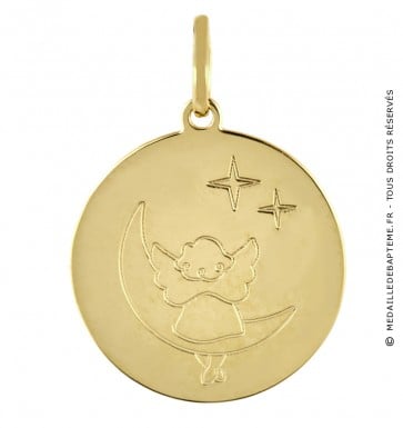 Médaille Ange assis sur la Lune (Or Jaune)