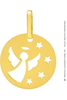 Médaille Anges auréolé ajouré dans les étoiles (Or Jaune 9K)