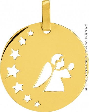 Médaille Ange aux Etoiles Ajourées (Or Jaune 9K)