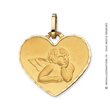 Médaille Ange coeur (Or Jaune 9k)