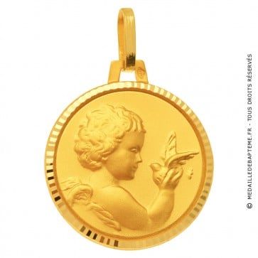 Médaille Ange et Colombe facettée
