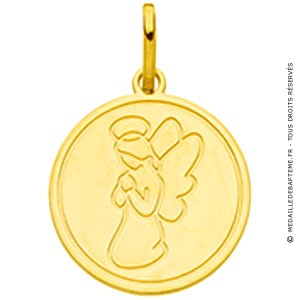 Médaille ange en prière (Or Jaune )