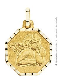 Médaille Ange Hexagonal (Or Jaune)