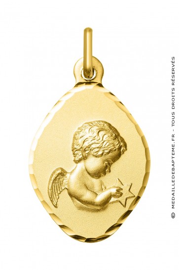 Médaille Ange à l'étoile ciselée losange (Or Jaune)