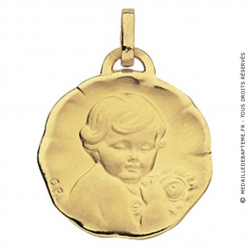 Médaille Ange à la rose (Or Jaune 9 carats)