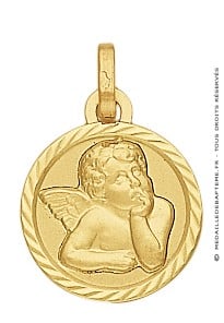 Médaille Ange contour corde (Or Jaune)