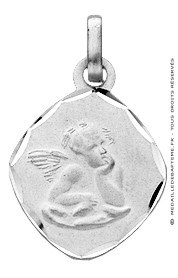 Médaille Ange Ovale (Or Blanc)