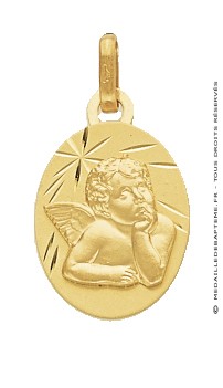 Médaille Ange Ovale (Or Jaune)