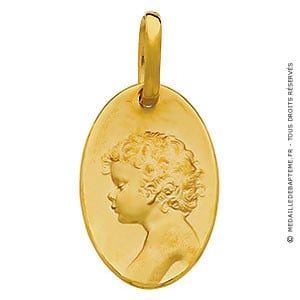 Médaille Ange Chérubin ovale (Or Jaune)