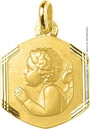 Médaille Ange Priant Ciselée (or Jaune)