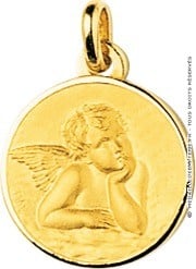 Médaille Ange Raphaël cerclée (Or Jaune)