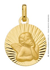 Médaille Ange Raphaël Ciselée (Or jaune 9K)