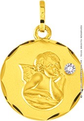 Médaille Angelot diamanté (Or Jaune)