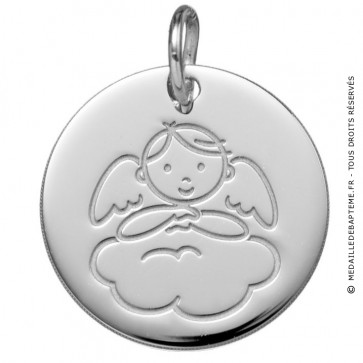 Médaille Angelot sur Nuage  (Or Blanc 9K)