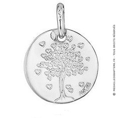 Médaille arbre aux coeurs 14mm (Or Blanc)