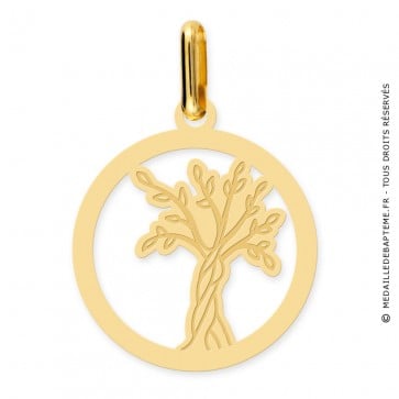 Médaille Arbre de Vie ajourée cerclage fin (Or jaune)