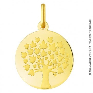 Médaille arbre de vie aux grandes feuilles (Or Jaune)