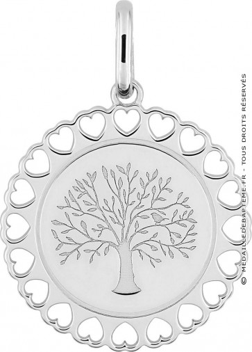 Médaille Arbre de Vie entourage Coeurs