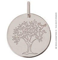 Médaille arbre de vie et colombe (Or Blanc)